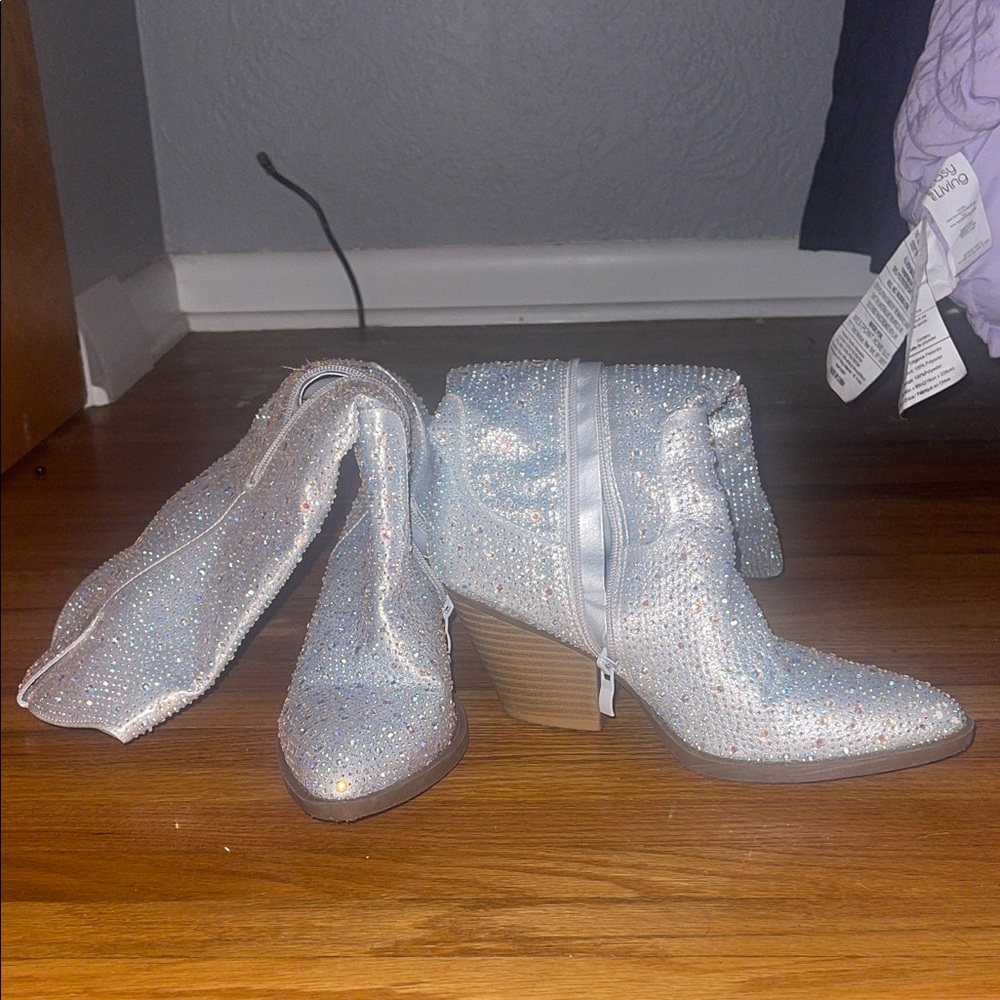 Sparkling Silver Ankle Boots